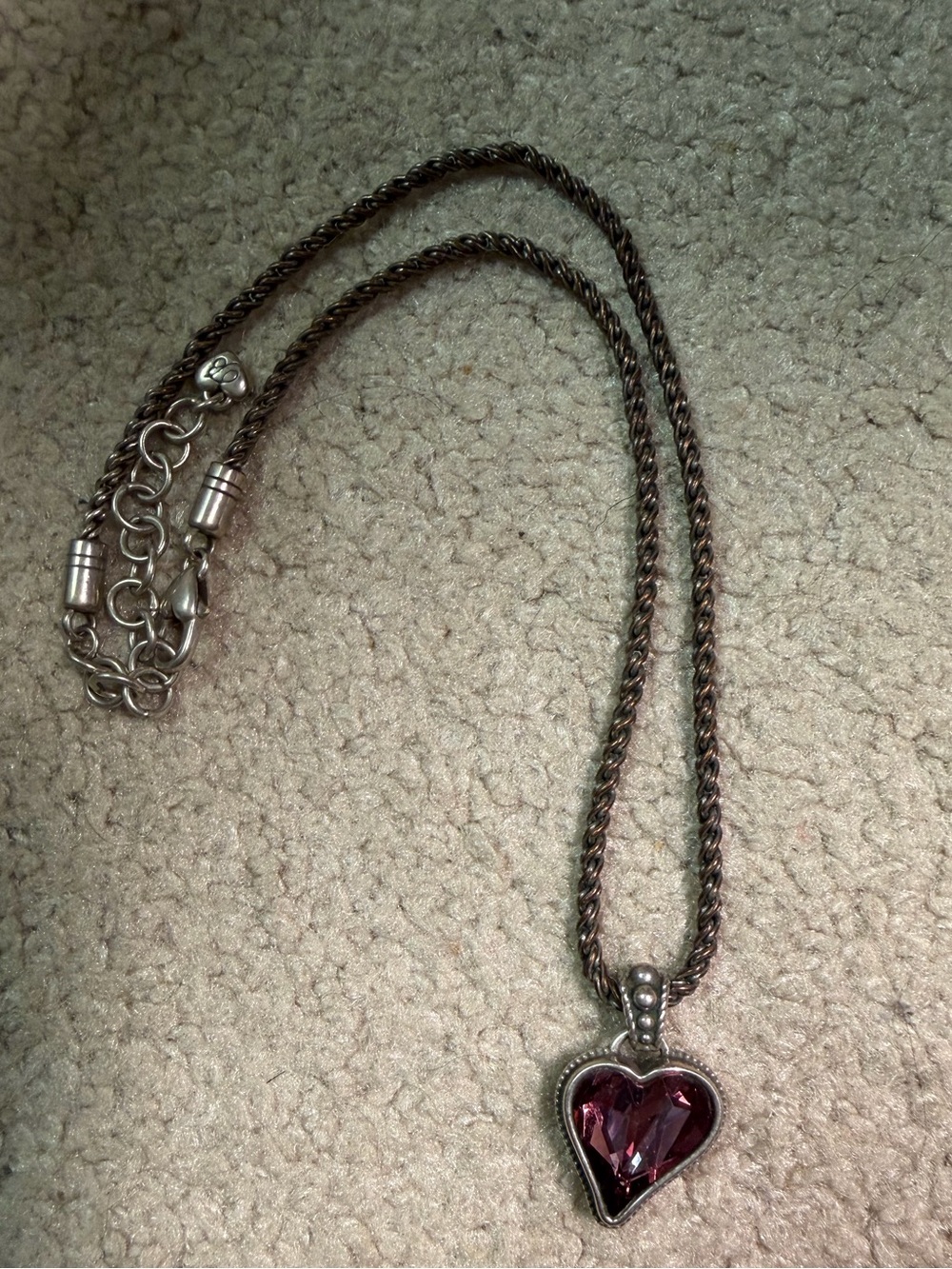 Women’s Brighton Bibi Heart Gem Silver-Tone Deep Pink Pendant Necklace